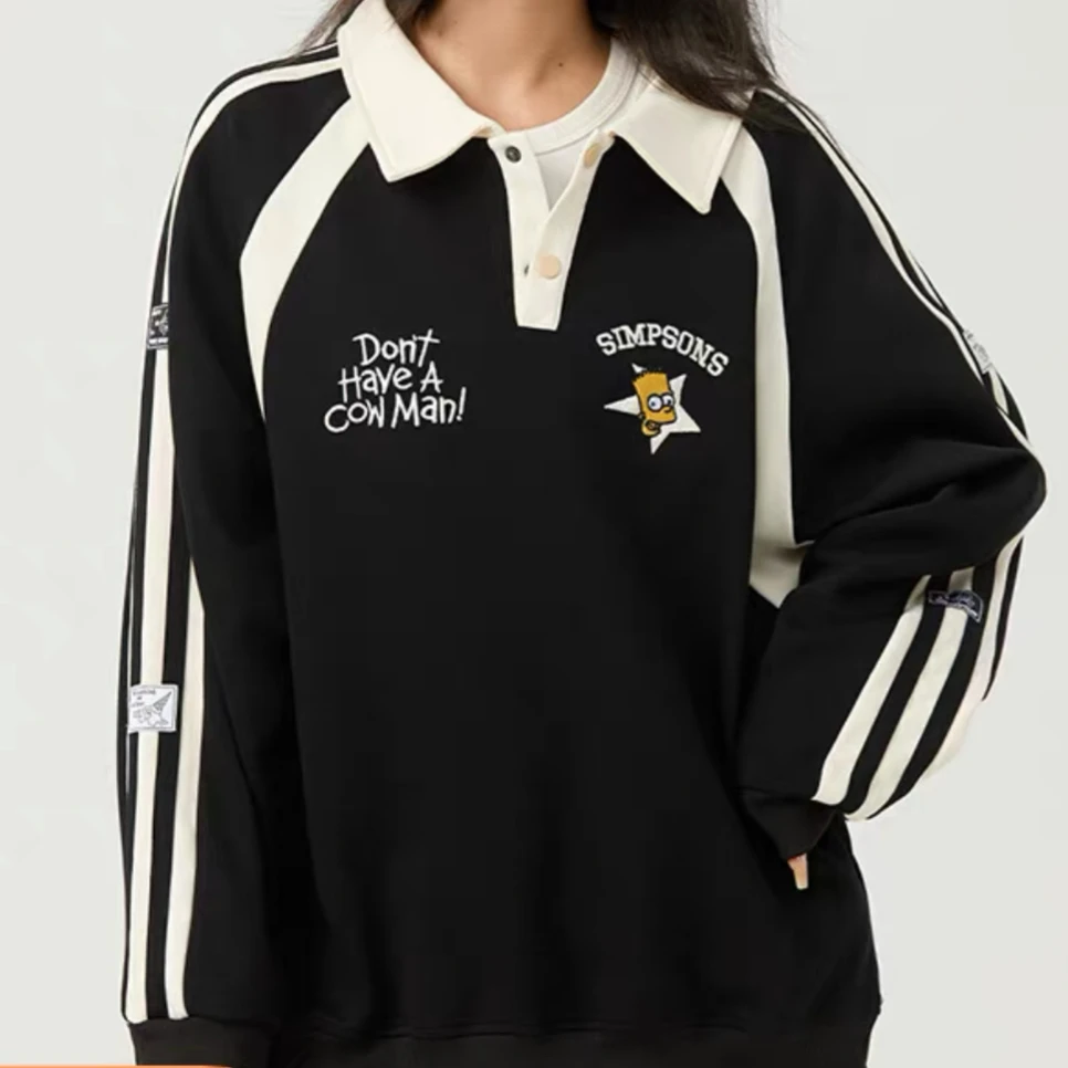 卫衣落肩宽松长袖休闲上衣潮流2024新款Polo衫