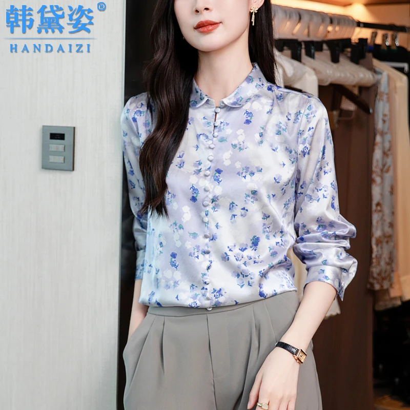 韩黛姿重磅真丝桑蚕丝衬衫女轻奢高级感上衣2025春新款显瘦衬衣