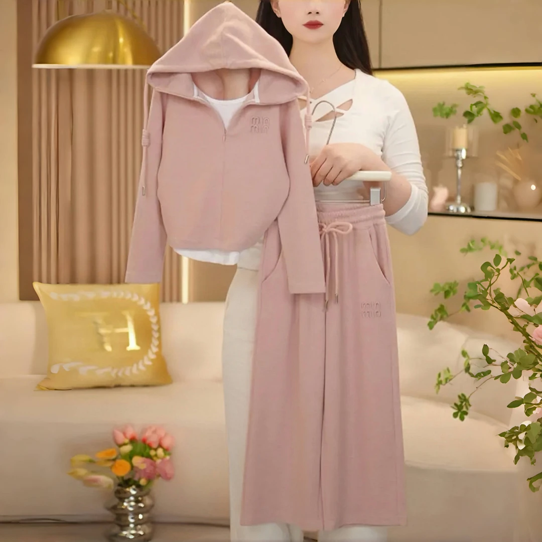 lucky童装店女童套装春装连帽套头衫春季长裤两件套2025新款洋气