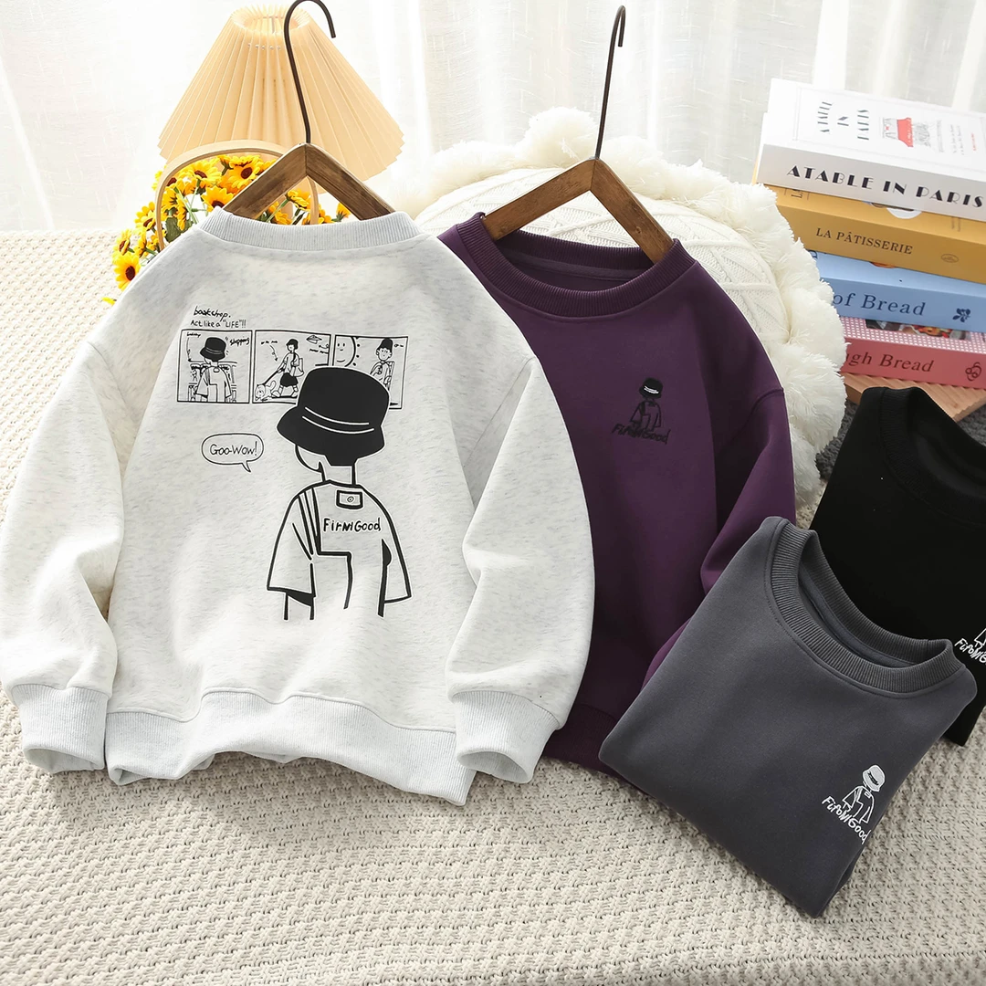 男童圆领卡通卫衣2025秋季中大童休闲上衣儿童套头长袖T恤衫2930