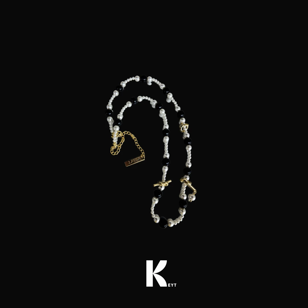 KEYT 铜合金仿珍珠项链 黑白珍珠拼接项链项链B171