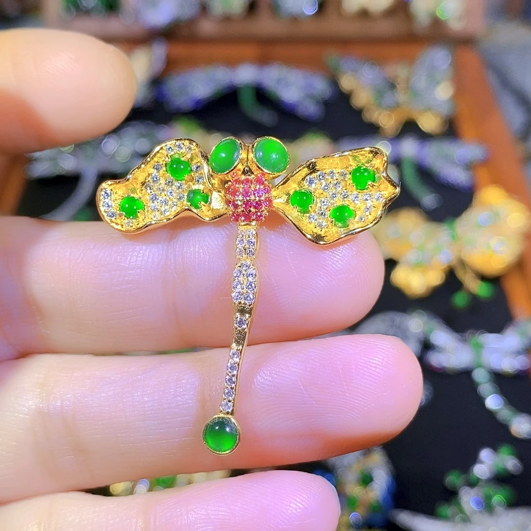 吊坠(不含链)银S925镶嵌翡翠