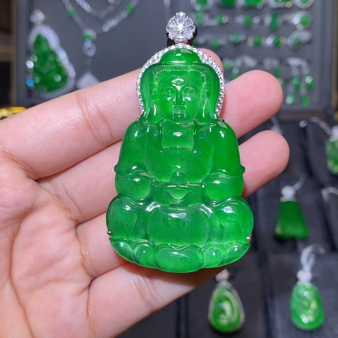 翡翠18K金镶嵌颈饰天然翡翠