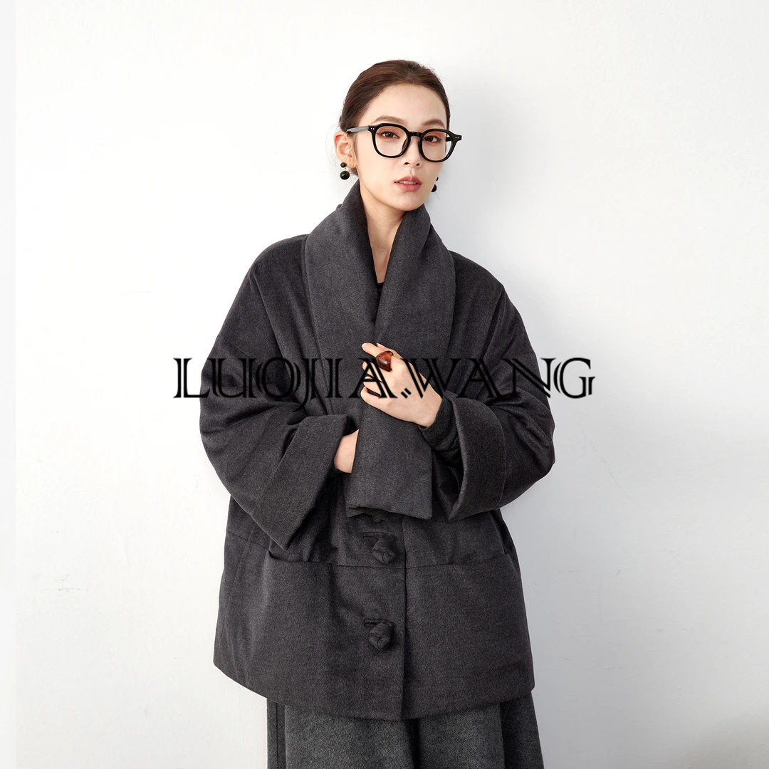 LUOJIAWANG【糖果扣】秋冬质感廓形设计感短款鹅绒服