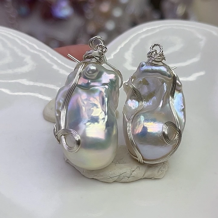 银S925镶嵌淡水珍珠耳饰