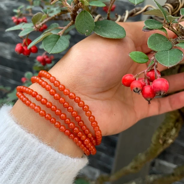 保山南红#柿子红多圈手串#4毫米左右#满色满肉