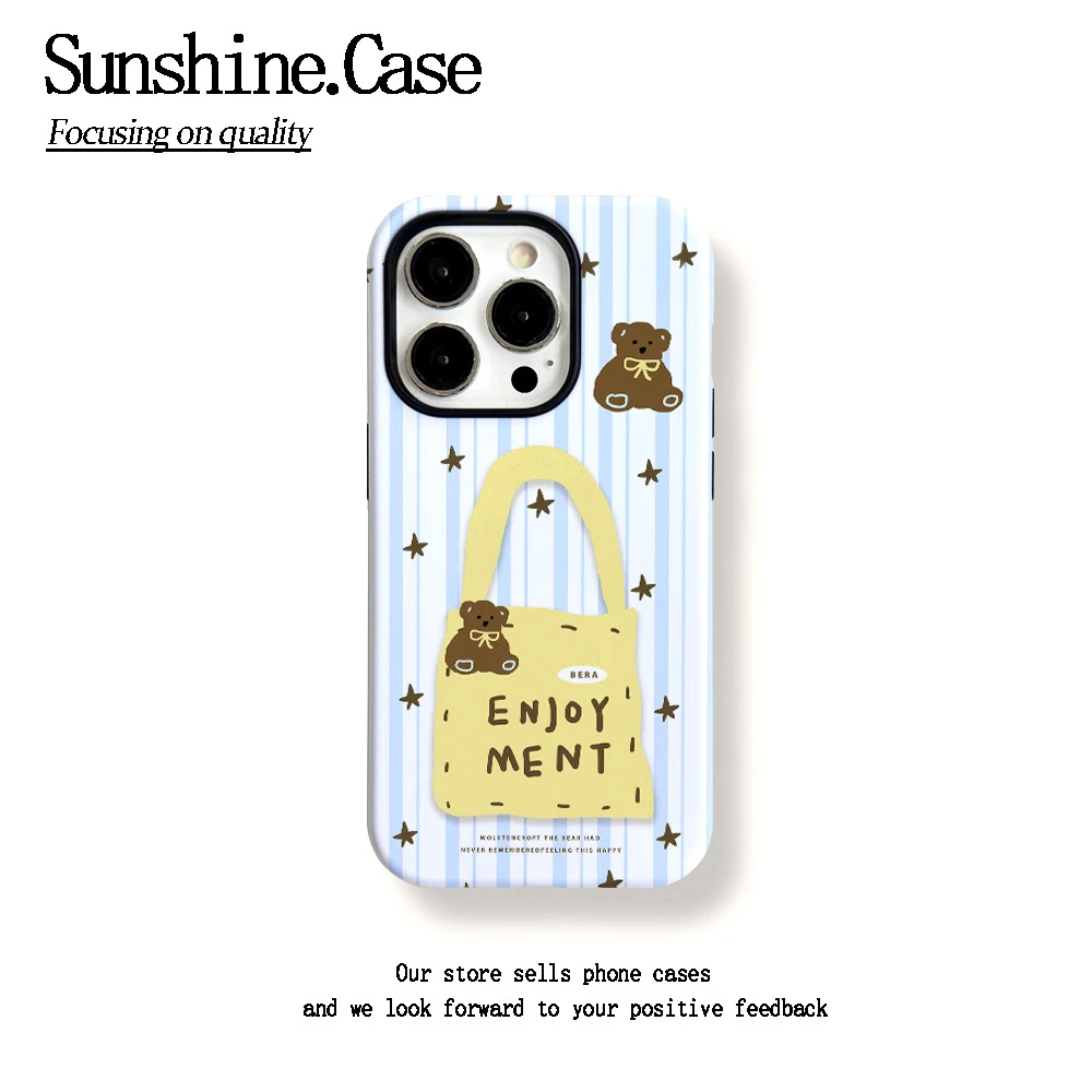 菲林二合一适用苹果华为vivo小米oppo手机壳小熊包包15PRO/14