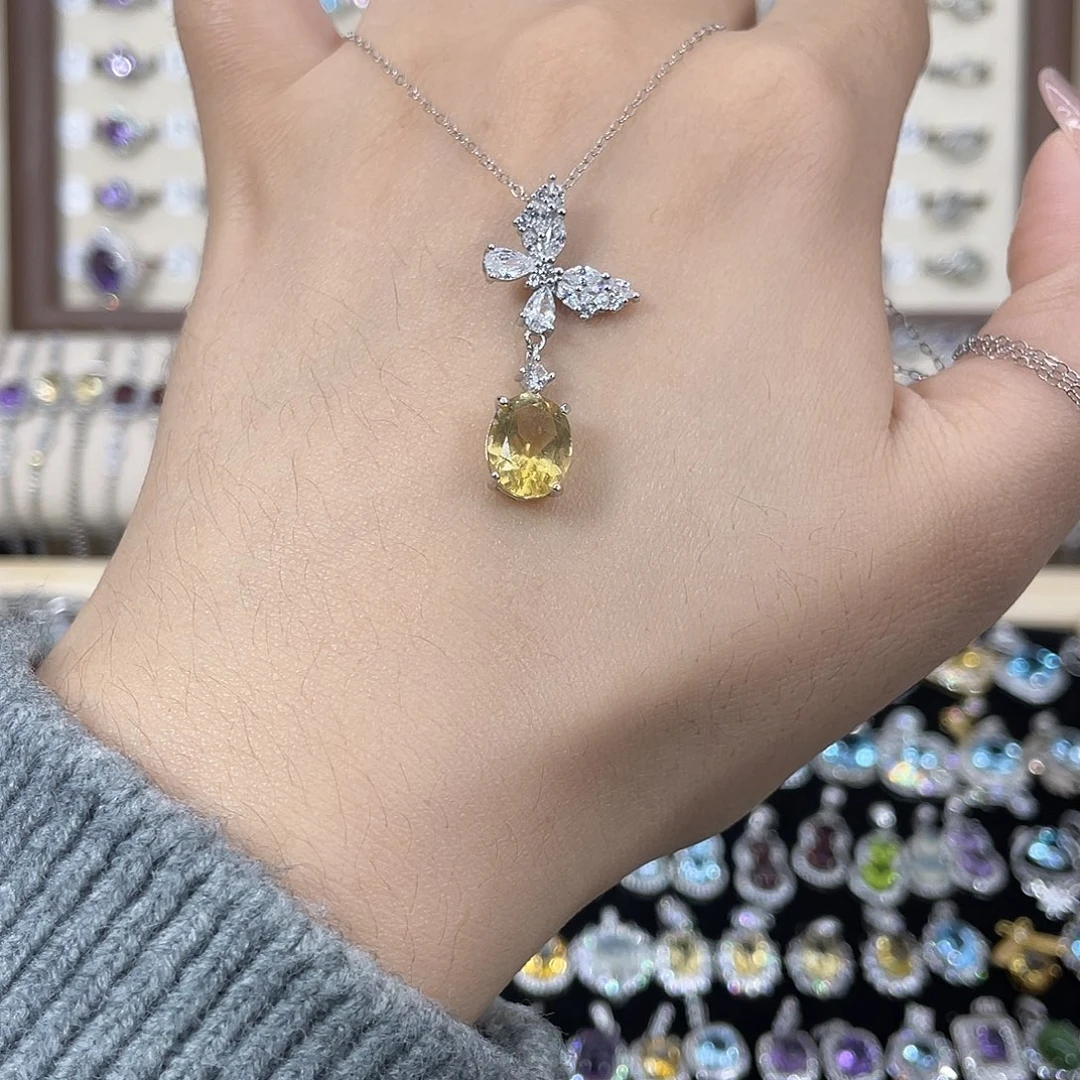 颈饰黄晶银S925镶嵌