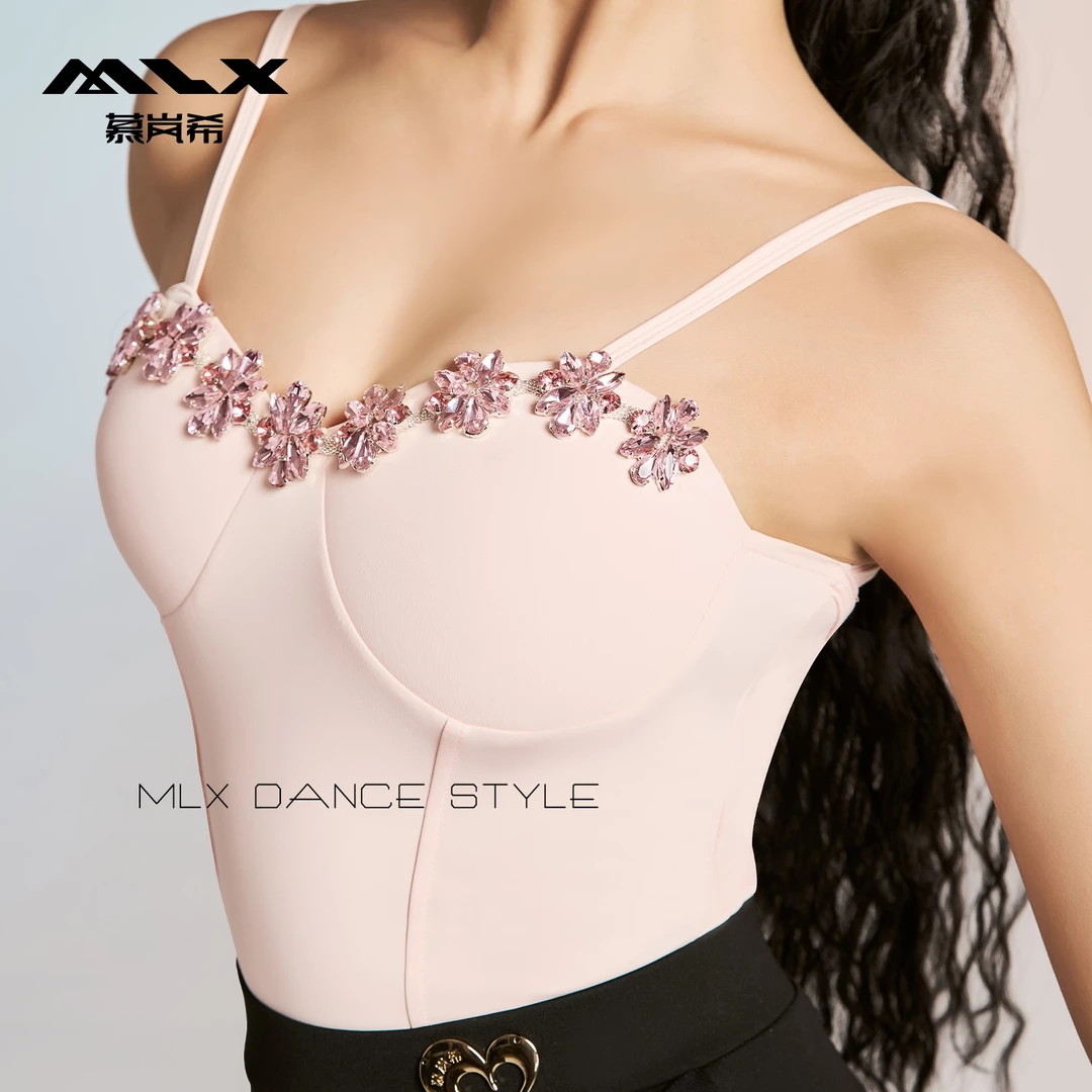 慕岚希新款拉丁舞服成人女吊带美背上衣练功服舞蹈连体衣6286