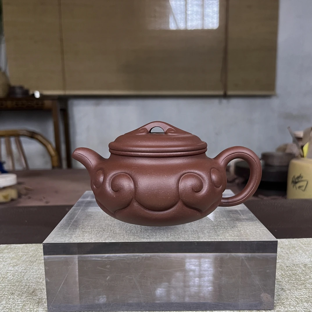原矿底槽清仿古如意紫砂壶半手工制作280cc