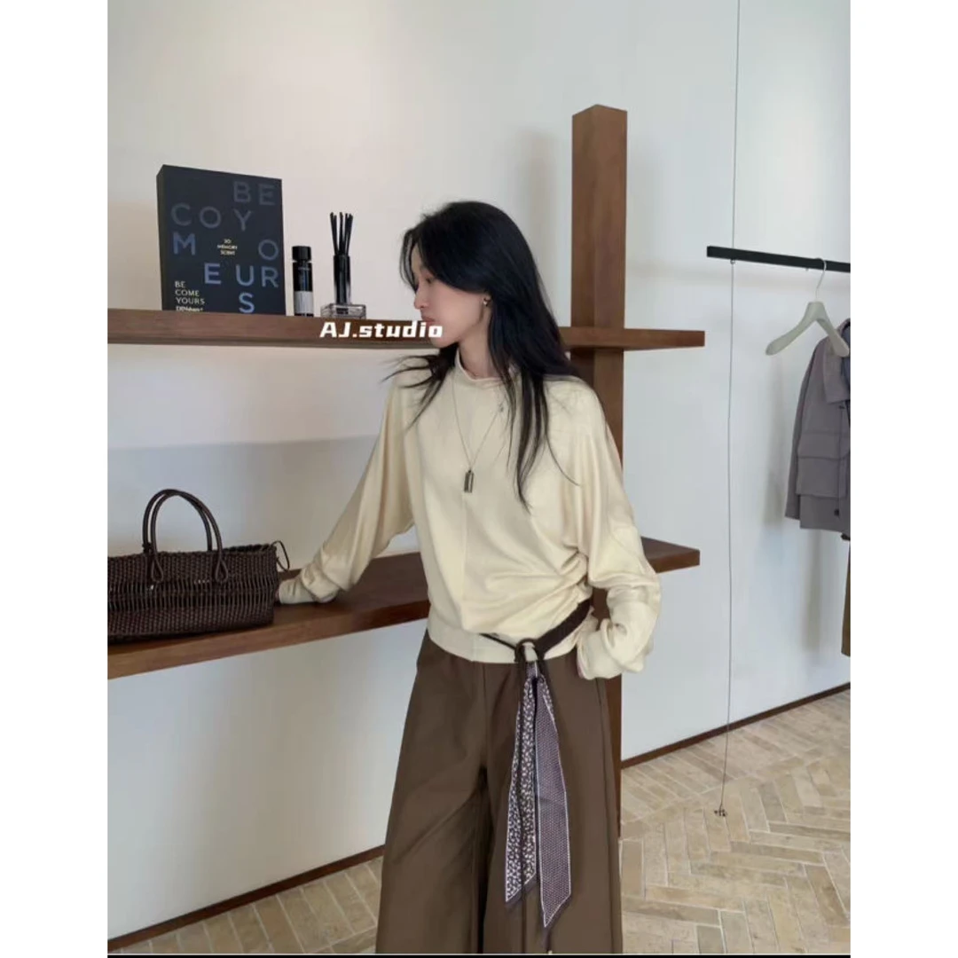 AJ 福（1aj95589#）小中领 软乎乎宽松百搭长袖针织衫9-28