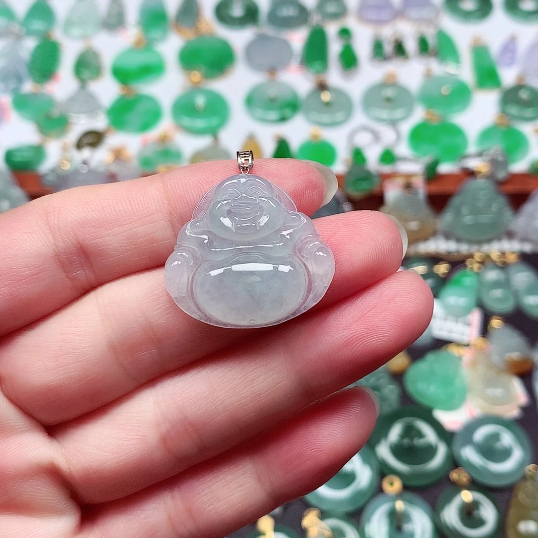 翡翠18K金镶嵌颈饰天然翡翠A货