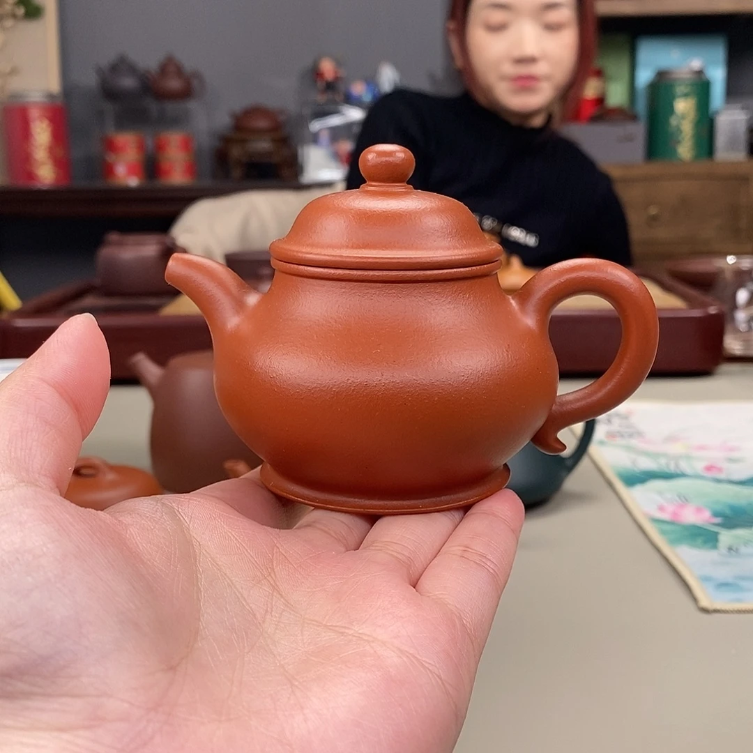 茶壶紫砂生砂朱泥半手潘壶140cc