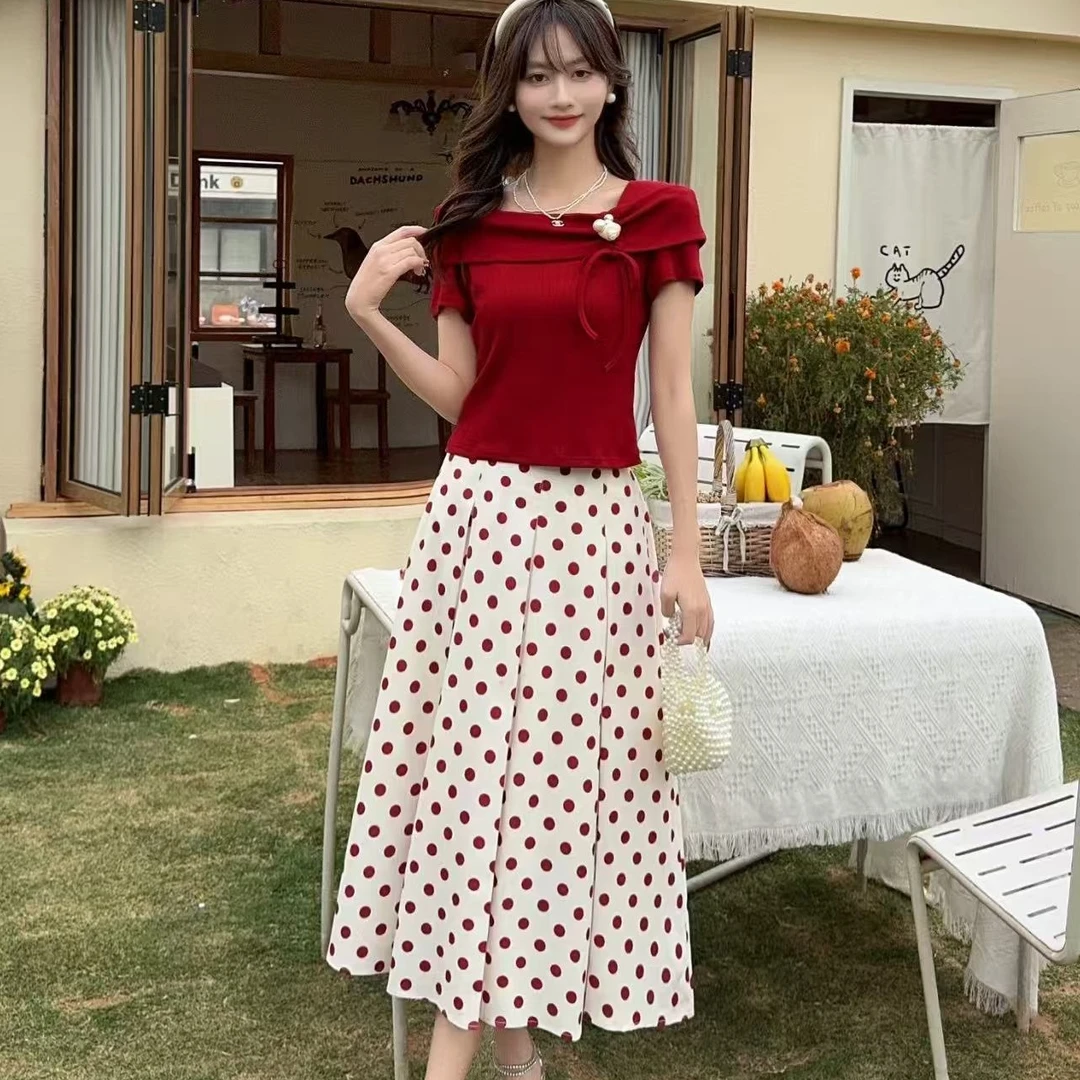 JUYA 新款时尚设计感上衣{复古波点}洋气气质减龄上衣裙子套装