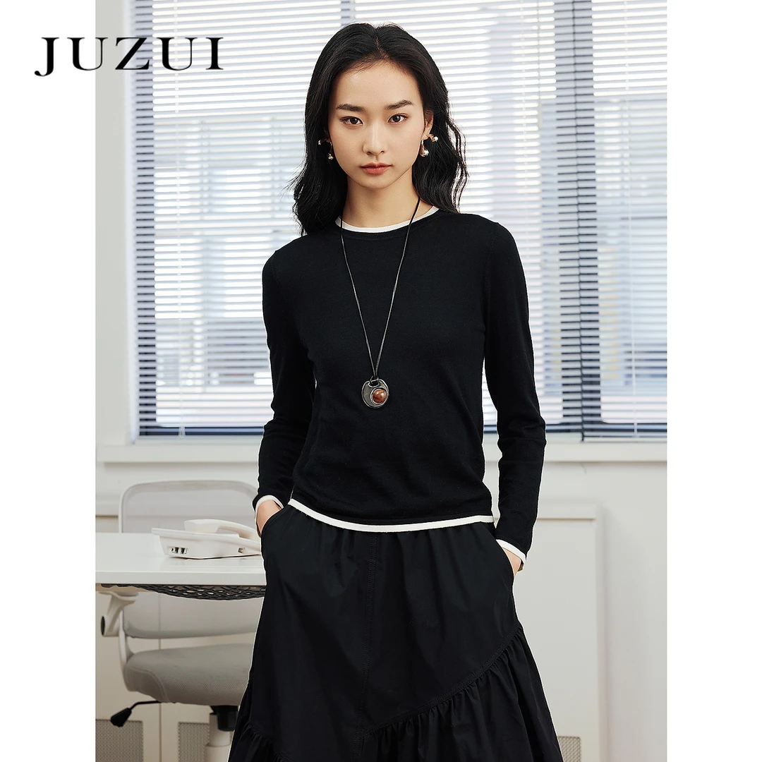 【婷婷专属】JZ玖姿JWFC31021商场同款羊毛假两件针织衫2025新款