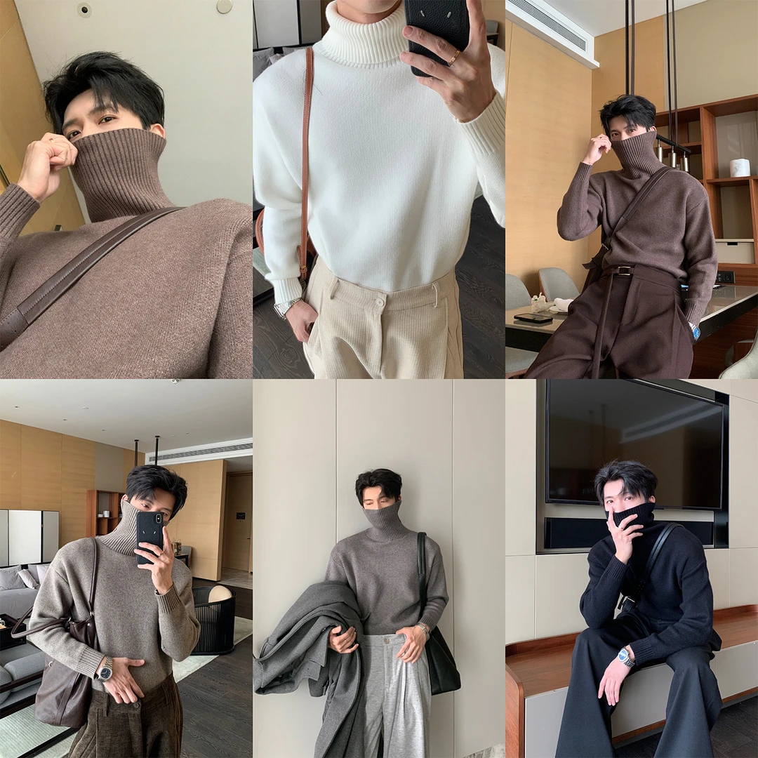 一轩轩轩【冬令时】冬季高领毛衣男士内搭加厚打底罗纹针织衫JY607