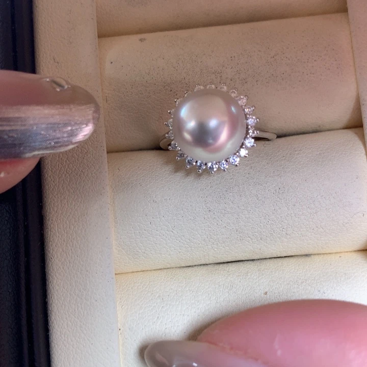 银S925镶嵌戒指海水珍珠