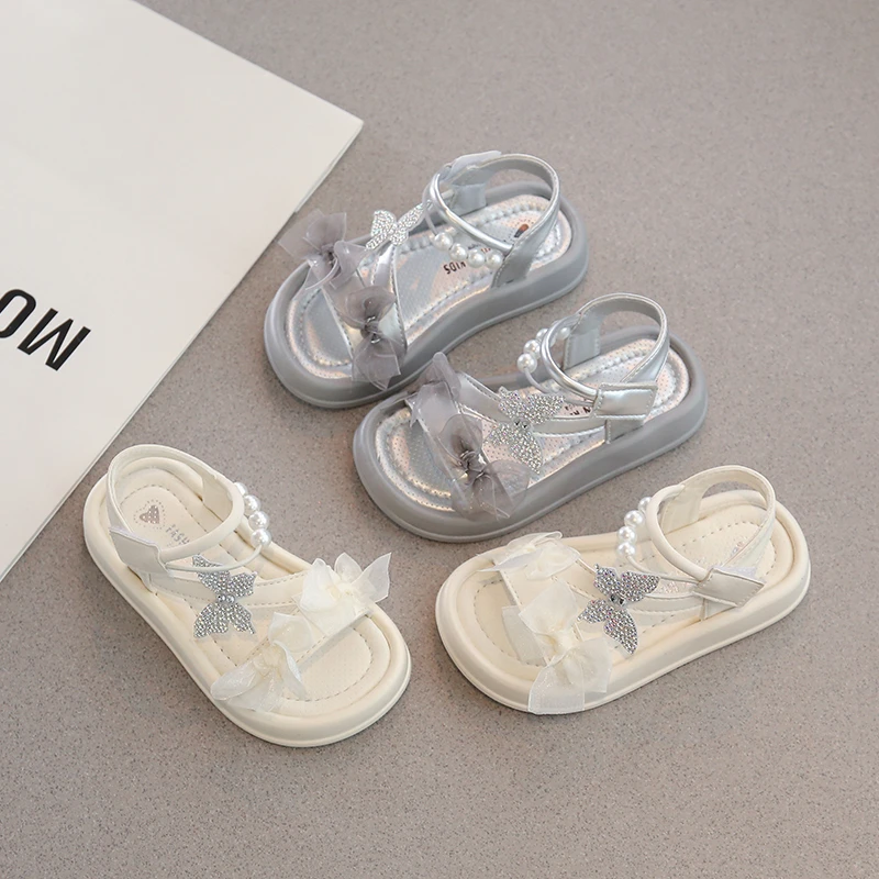 时装凉鞋女童夏季沙滩鞋公主风防滑软底女宝露趾凉鞋增高公主凉鞋
