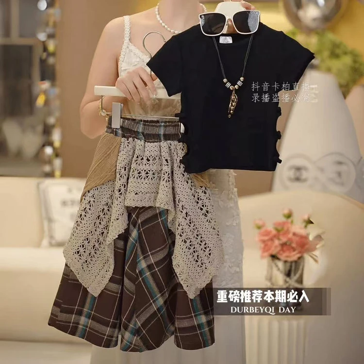 女童夏季套装2025新款6-12岁中大童小女孩洋气时尚休闲网红两件套