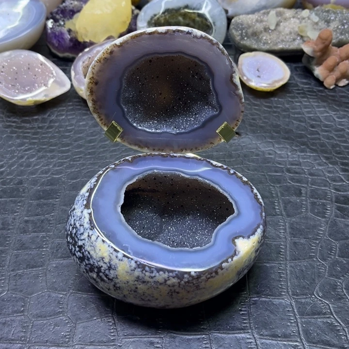 未镶嵌水晶珠宝半成品深蓝晶盆