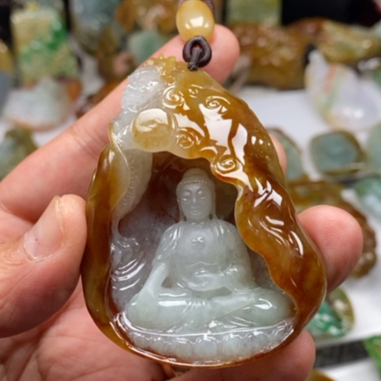 【闪购商品】翡翠颈饰未镶嵌清*荷缅甸翡翠A货吊坠