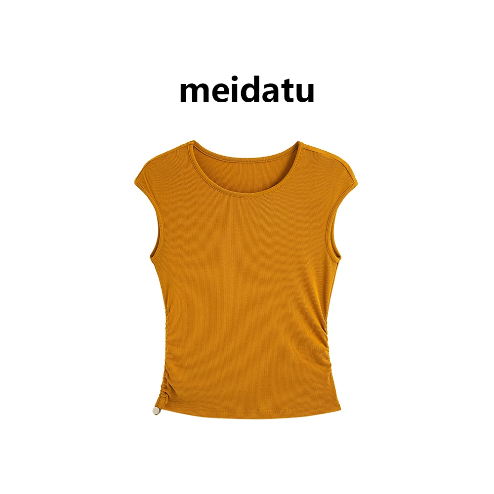 美哒兔（恋恋笔记）简约百搭褶皱修身上衣（小个子版）CK189-27