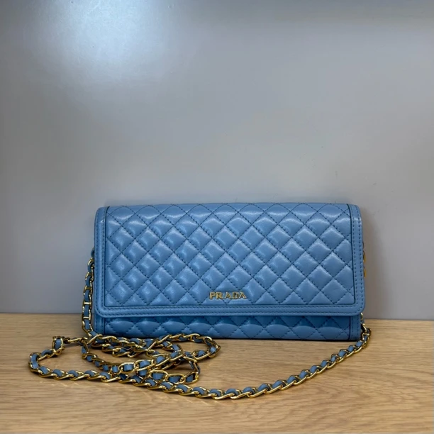 95新 Prada/普拉达 雾霾蓝woc 斜挎包