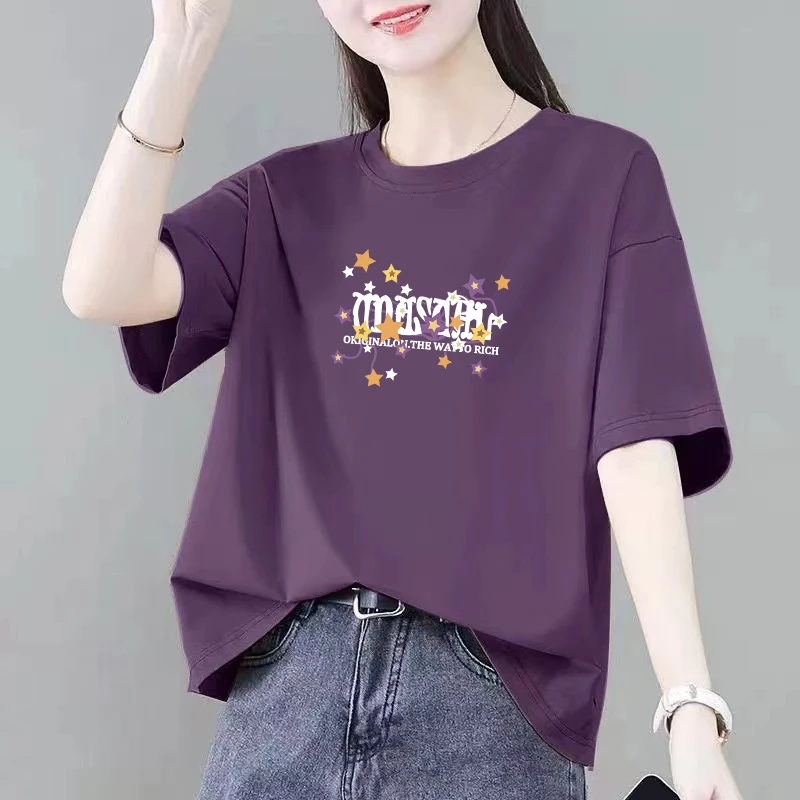 平价女装~剪标清仓~夏季新款100%纯棉大码宽松休闲显瘦短袖T恤女