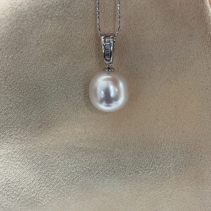 吊坠(不含链)银S925镶嵌海水珍珠11mm34号
