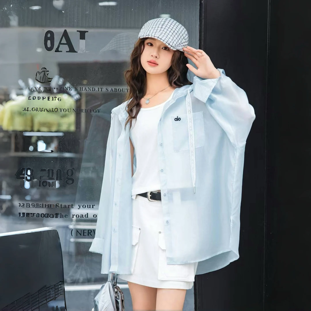 中大童女童2025年夏季宽松薄款连帽防晒外套搭背心两件套87088款