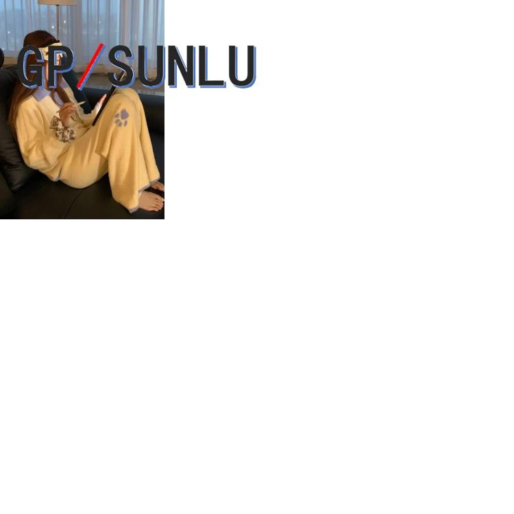 日本小众GP可爱小猫半边绒睡衣女秋冬季珊瑚绒加绒加厚家居服春秋