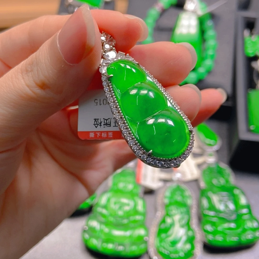 雨***了翡翠银S925镶嵌吊坠(不含链)