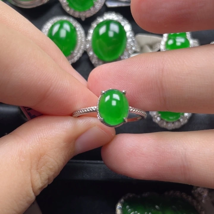 翡翠戒指银S925镶嵌