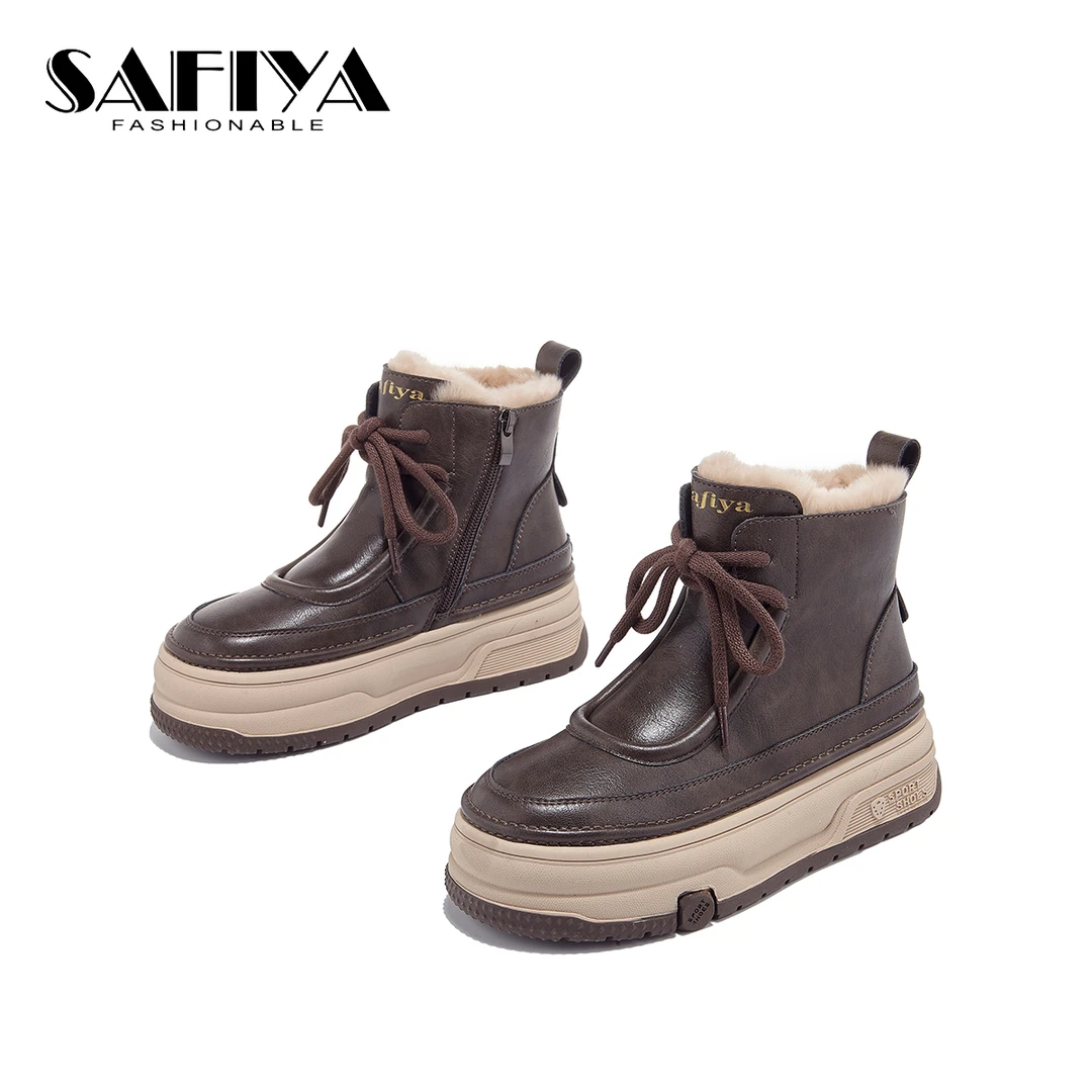 索菲娅Safiya2025冬季新款时尚百搭加绒雪地靴SF43118A75