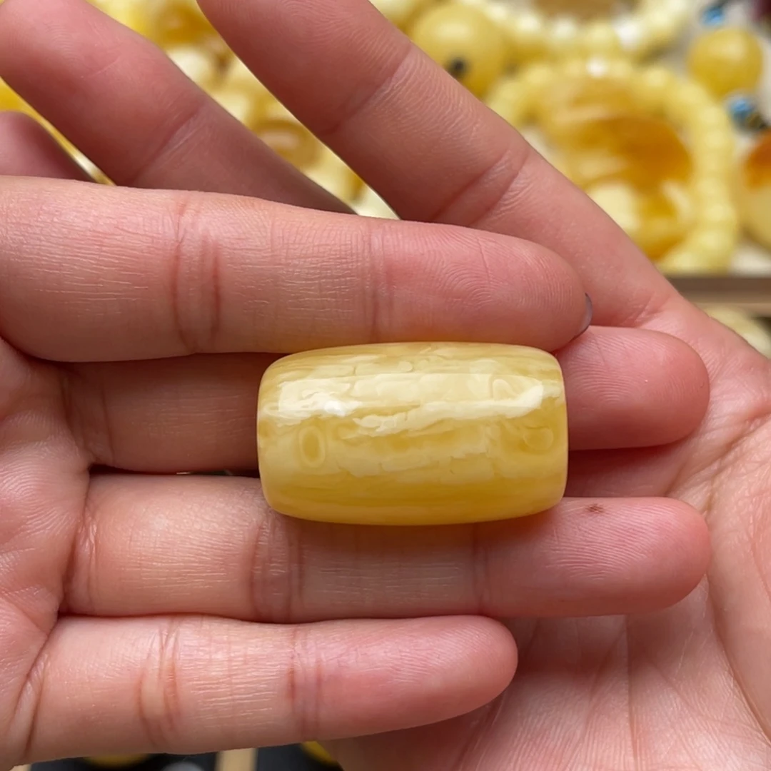 琥珀未镶嵌裸石蜜蜡桶珠笑