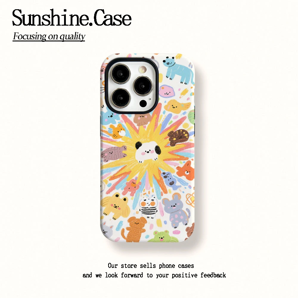 菲林二合一适用苹果华为vivo小米oppo手机壳满屏小可爱16PRO/15