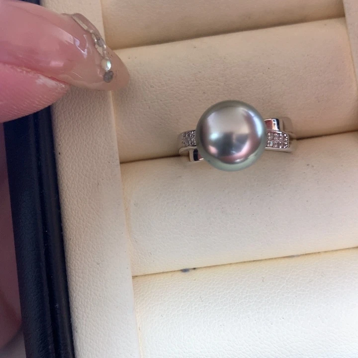 银S925镶嵌戒指海水珍珠
