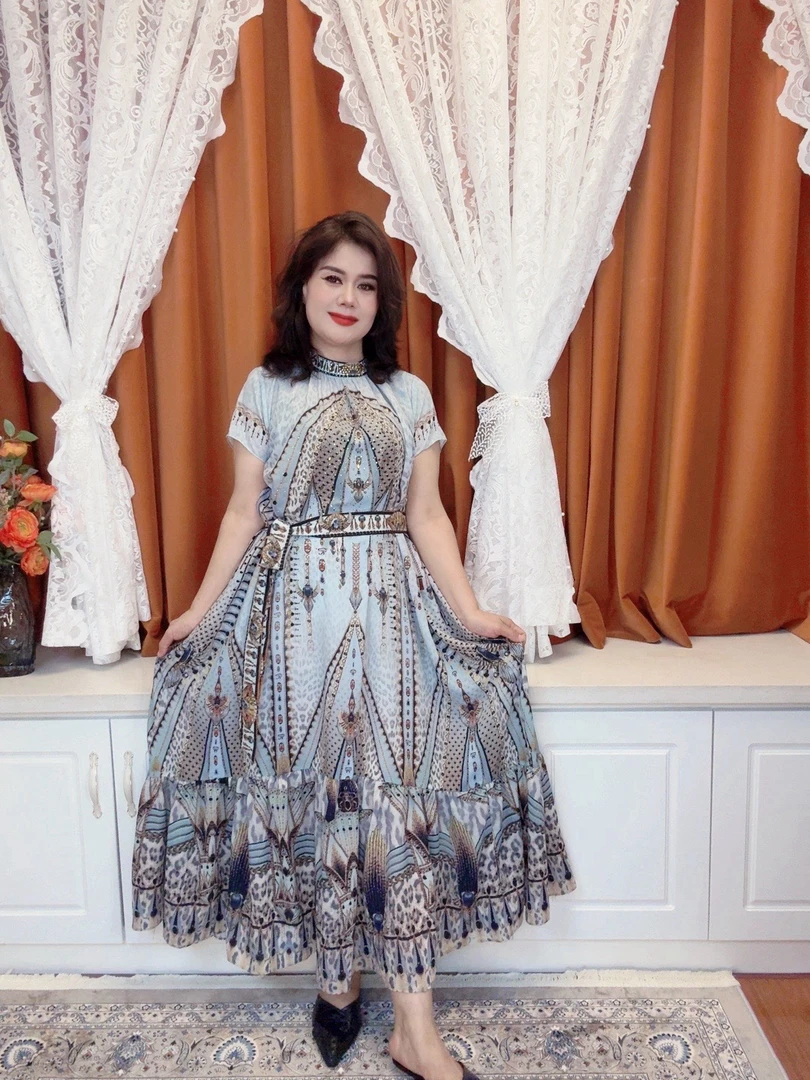 【ALY024】新品修身蚕丝系碎花高端连衣裙