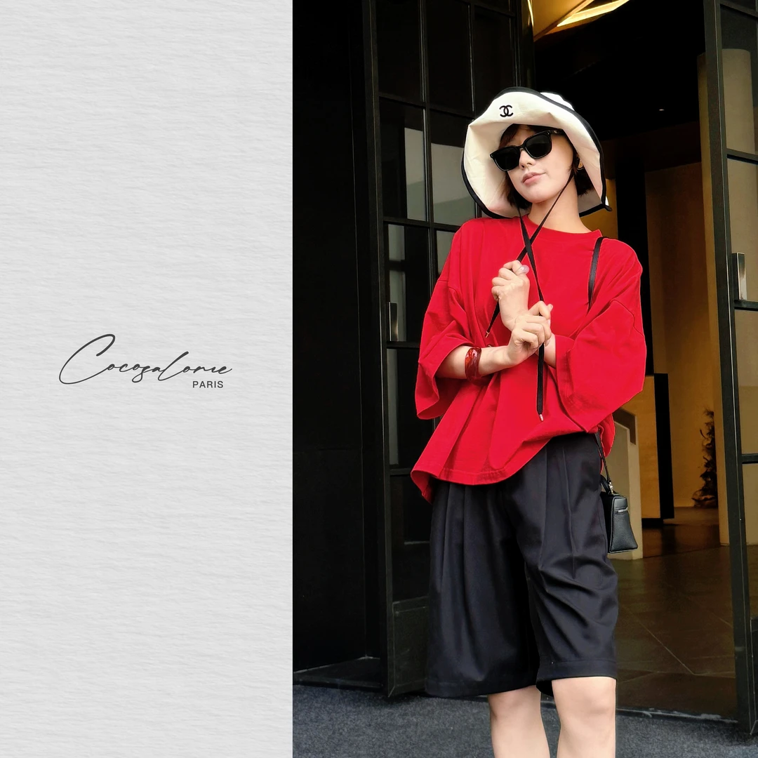 韩彬彬"红T"R*W风设计感简奢廓形落肩款显瘦垂感短袖T恤505Y-10