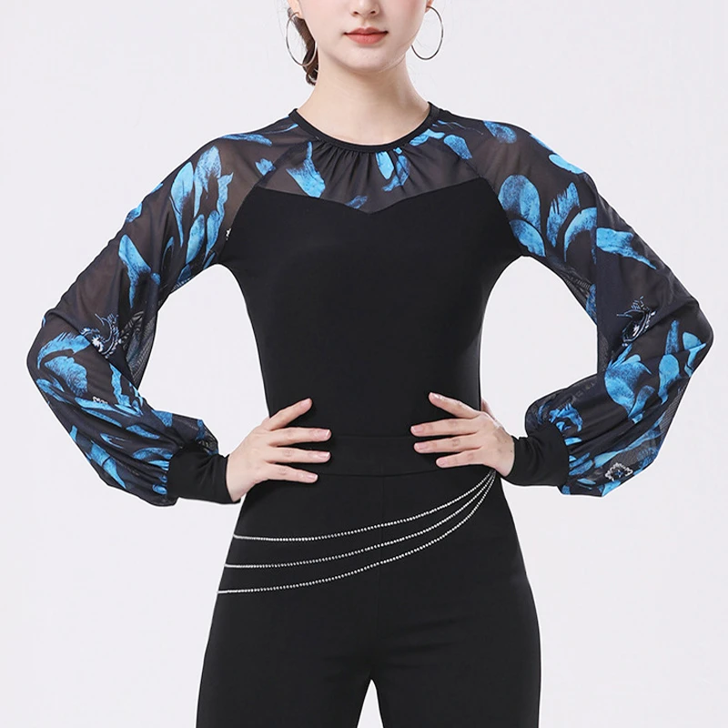 广场舞新款摩登舞上衣女跳舞拉丁高级练功演出服