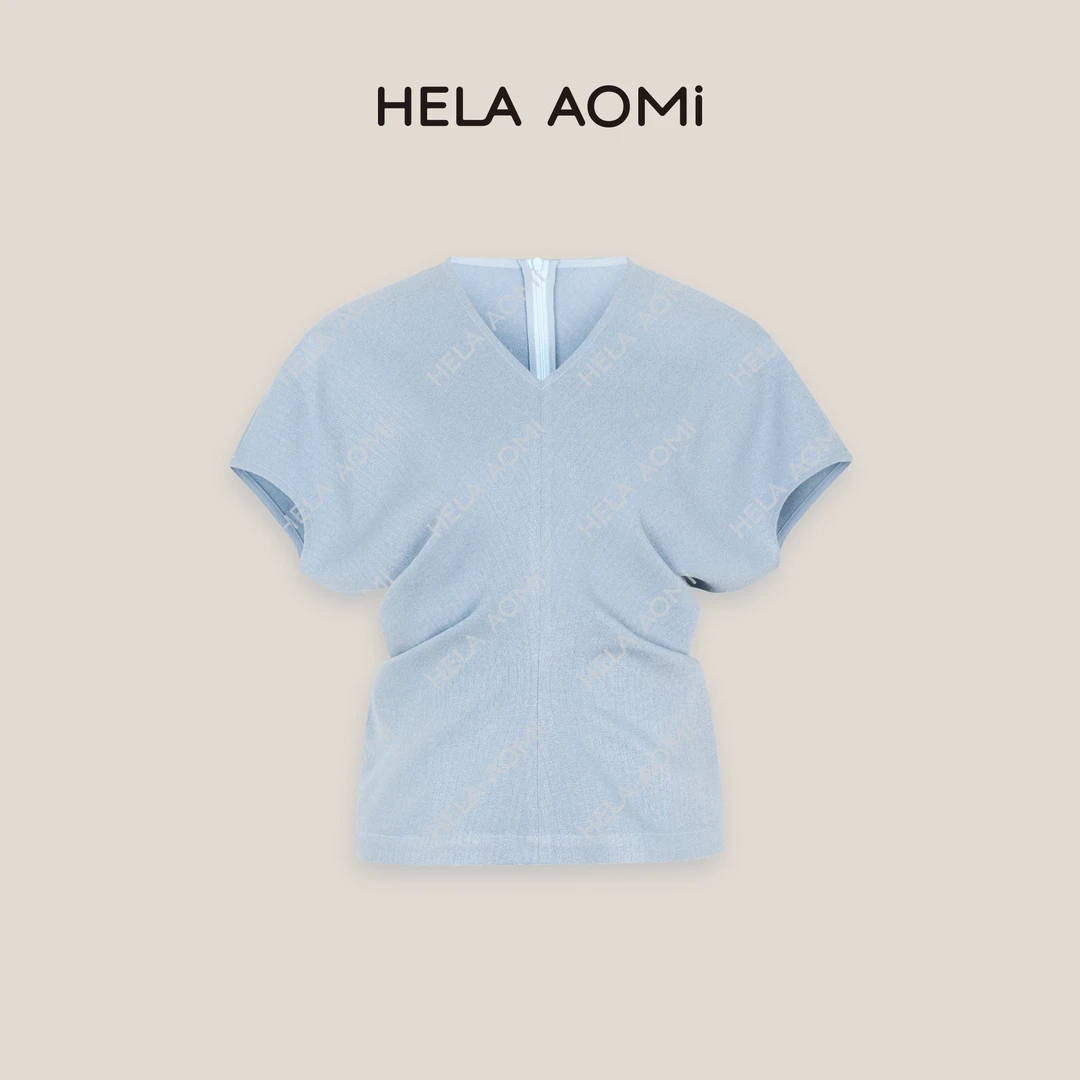 HELA AOMI“蝙蝠袖收腰衬衫”醋纤极简风V领小飞袖衬衫CY5BB11631