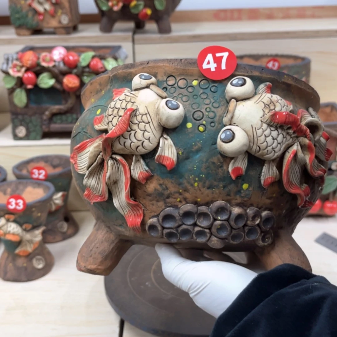 【闪购商品】紫砂花盆47号内口18.5×19脚高15.5