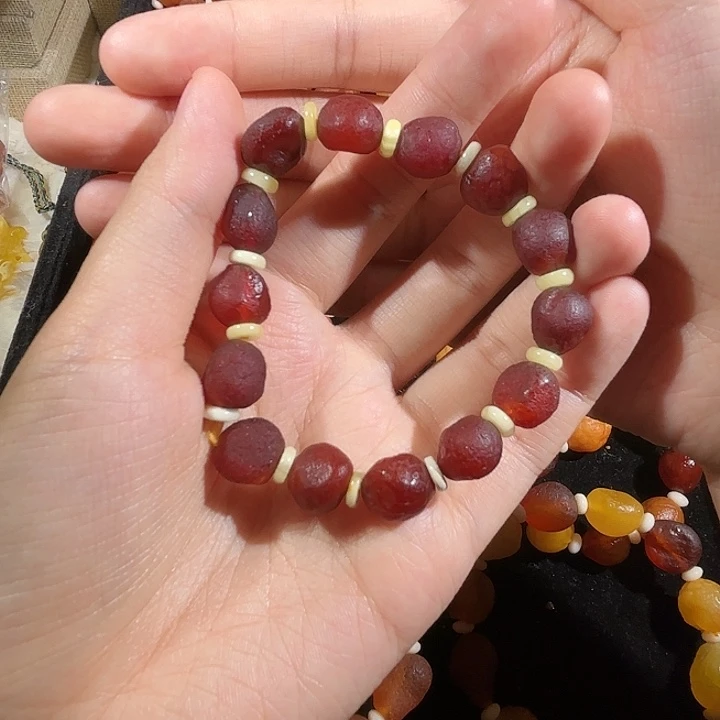 琥珀未镶嵌手链蜜蜡海漂手串