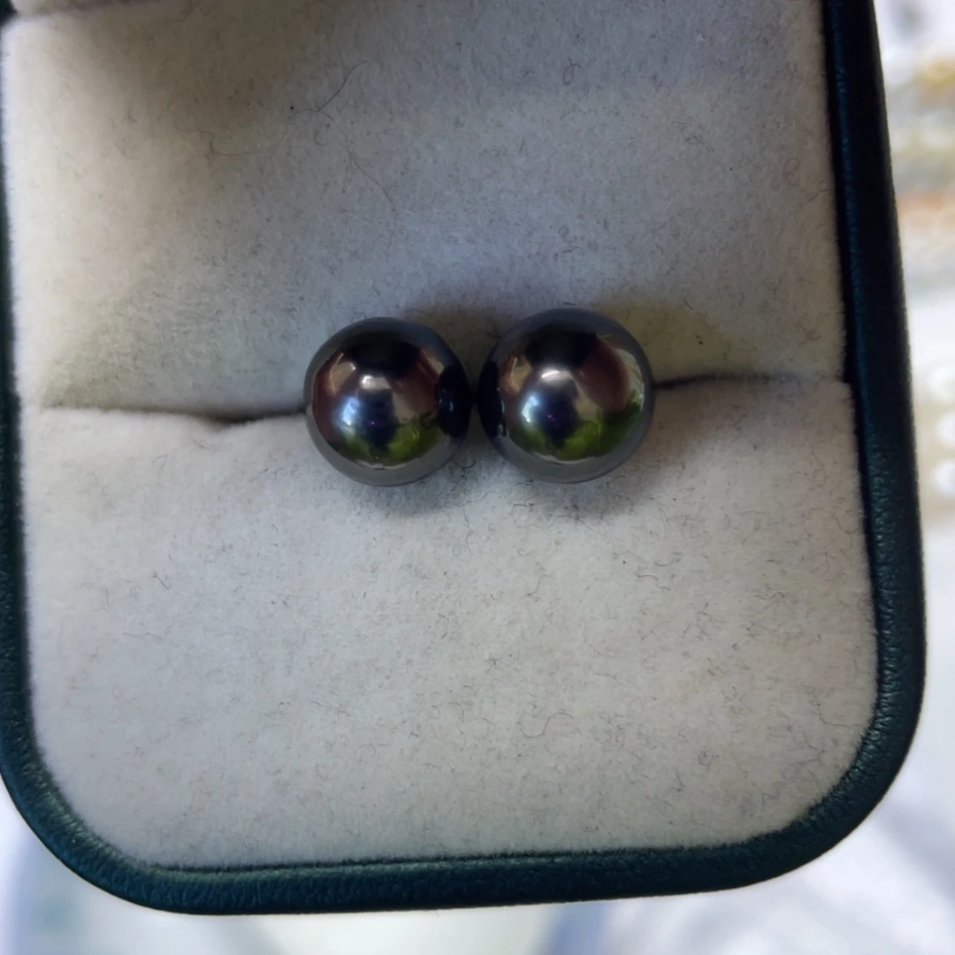 海水珍珠银S925镶嵌耳饰