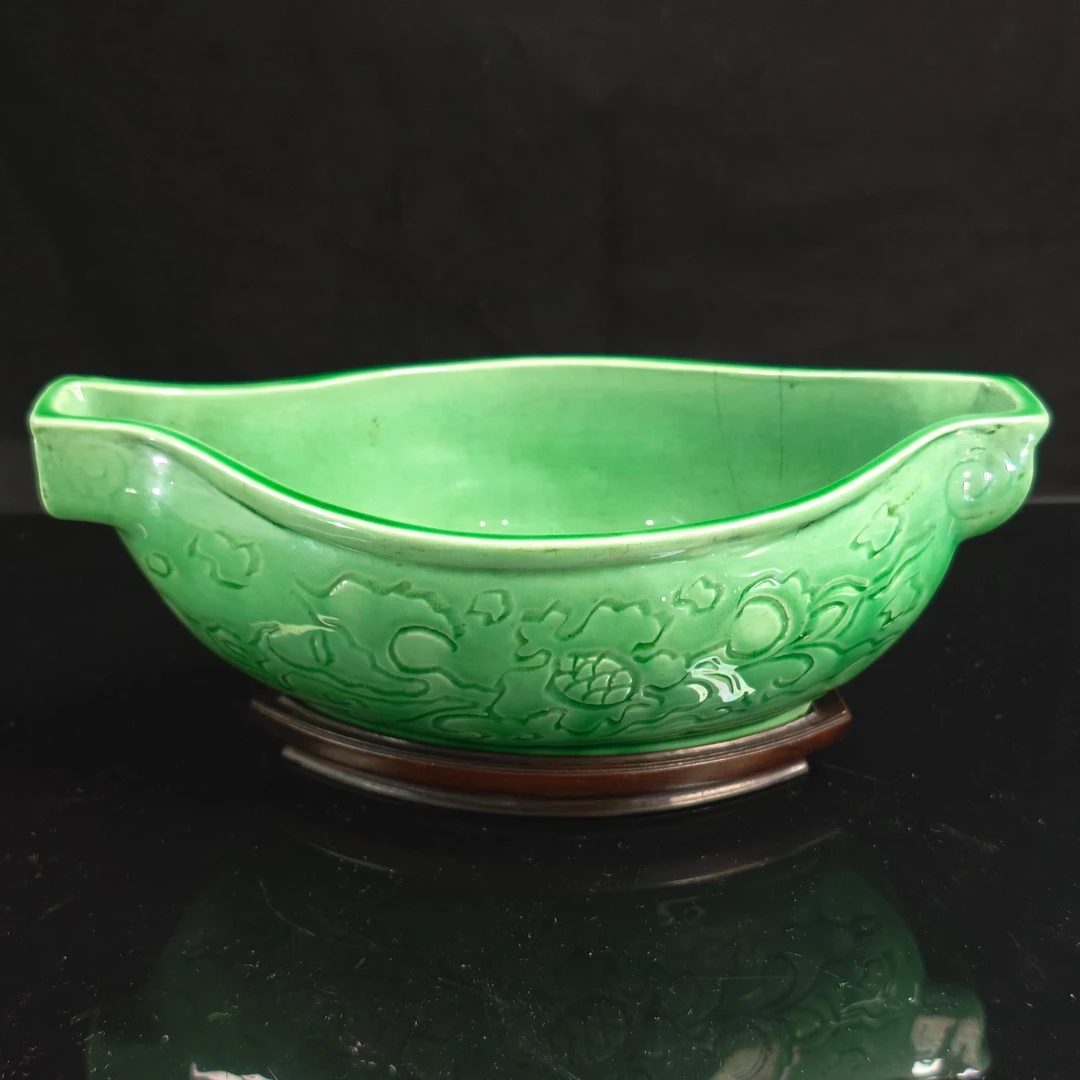 18 207 民国晚期 苹果绿釉船洗-6660145