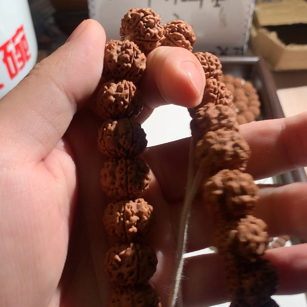 欢***皮手串金刚菩提红方印梅花大尺寸