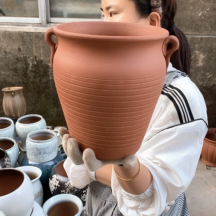 紫砂花盆瑕疵口18高21