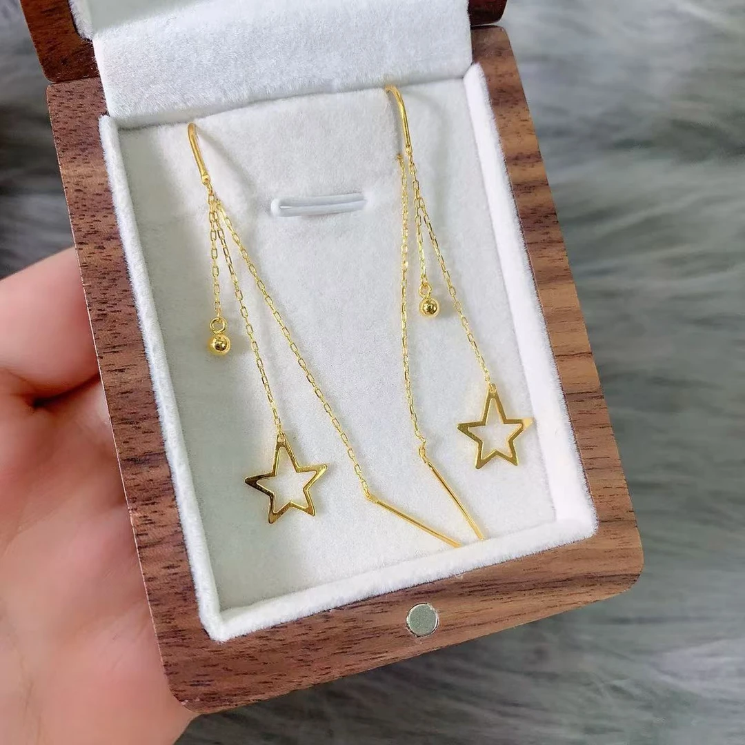 【伟新源】足金999 5G工艺 U型星星耳线2.44克