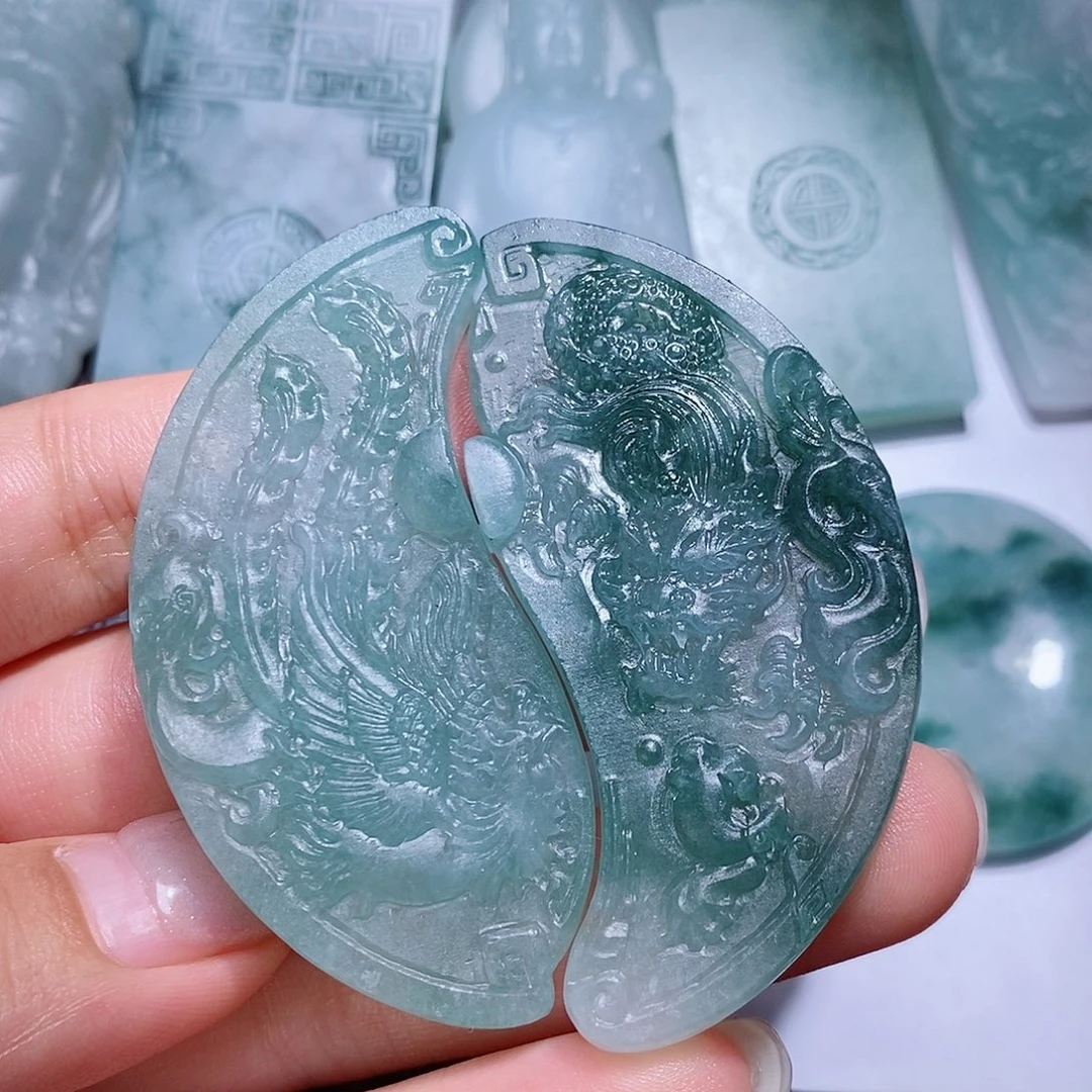 定制翡翠未镶嵌毛货付款后确认抛光