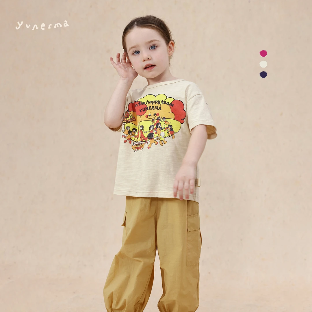 允儿妈女童夏季日系卡通印花短袖 女孩纯棉T恤宝宝半袖儿童上衣潮
